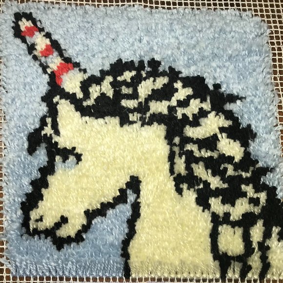 Hand Crafted | Other | Vintage Unicorn Latch Hook Kit Ready To Finish ...